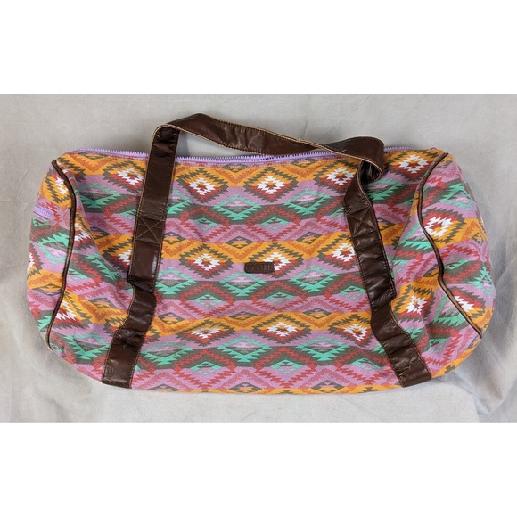 Rip Curl Aztec Navajo Southwestern Large Bag Leather Straps 26x16 Beach Shoulder - Picture 1 of 9